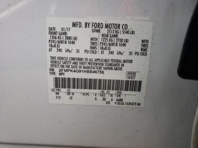 Photo 12 VIN: 2FMPK4G91HBB46756 - FORD EDGE SE 