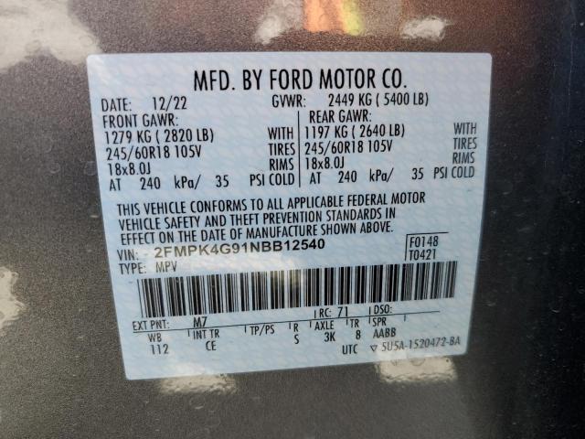 Photo 12 VIN: 2FMPK4G91NBB12540 - FORD EDGE 