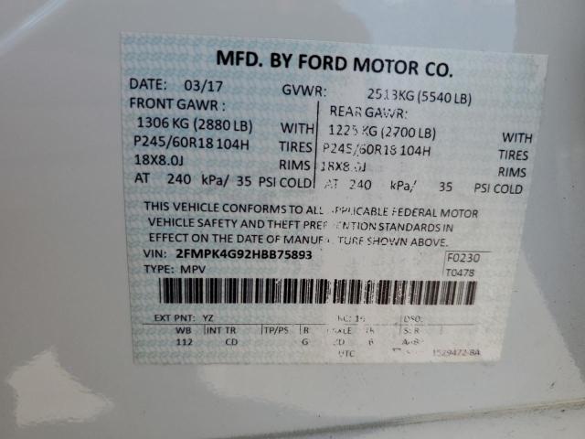 Photo 12 VIN: 2FMPK4G92HBB75893 - FORD EDGE SE 