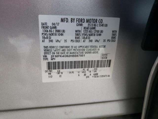 Photo 12 VIN: 2FMPK4G92HBB87851 - FORD EDGE 