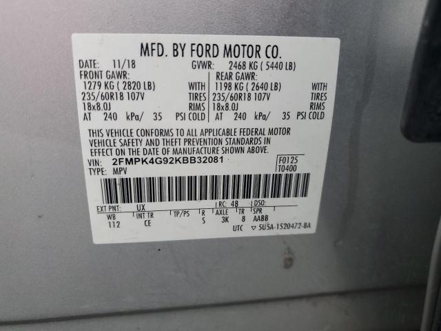 Photo 12 VIN: 2FMPK4G92KBB32081 - FORD EDGE SE 