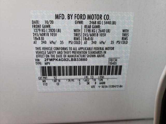 Photo 9 VIN: 2FMPK4G92LBB33880 - FORD EDGE SE 