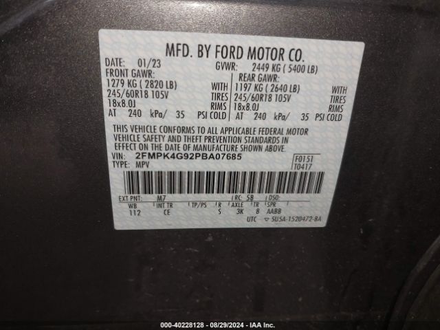 Photo 8 VIN: 2FMPK4G92PBA07685 - FORD EDGE 