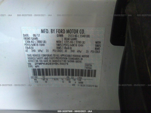 Photo 8 VIN: 2FMPK4G93HBC50875 - FORD EDGE 