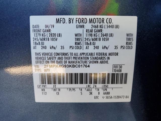 Photo 11 VIN: 2FMPK4G93KBC01764 - FORD EDGE 