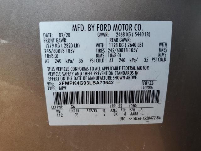 Photo 12 VIN: 2FMPK4G93LBA73642 - FORD EDGE SE 