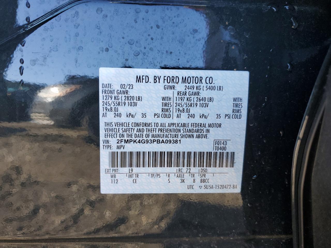 Photo 11 VIN: 2FMPK4G93PBA09381 - FORD EDGE 