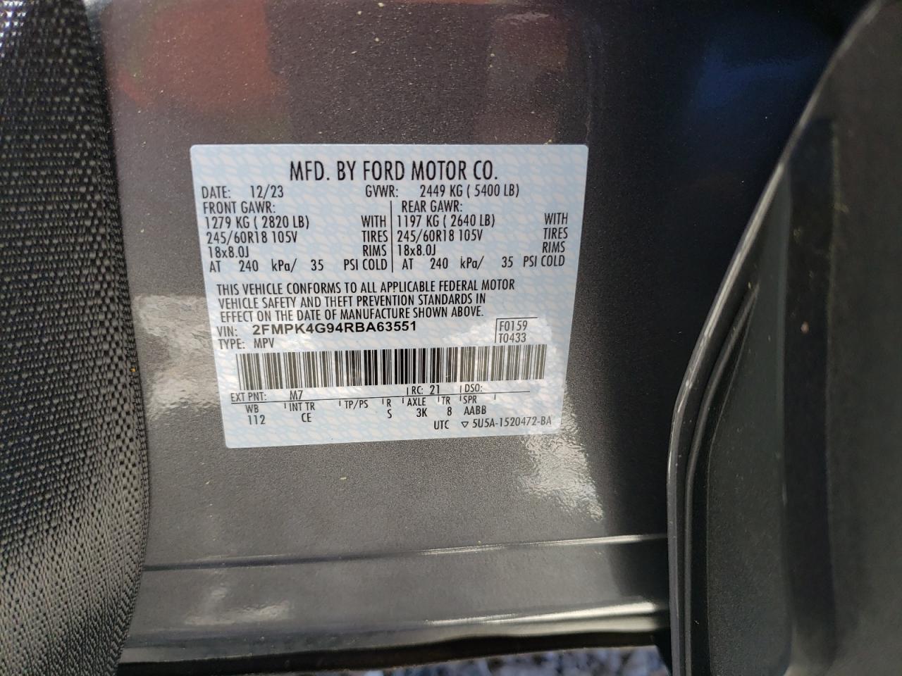 Photo 11 VIN: 2FMPK4G94RBA63551 - FORD EDGE 