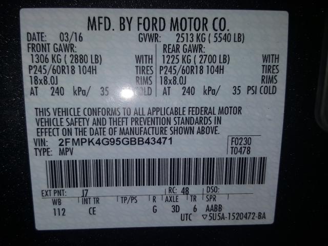 Photo 9 VIN: 2FMPK4G95GBB43471 - FORD EDGE 