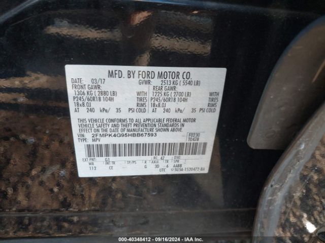 Photo 8 VIN: 2FMPK4G95HBB67593 - FORD EDGE 