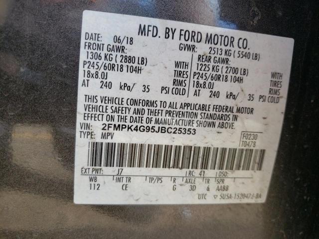 Photo 9 VIN: 2FMPK4G95JBC25353 - FORD EDGE SE 