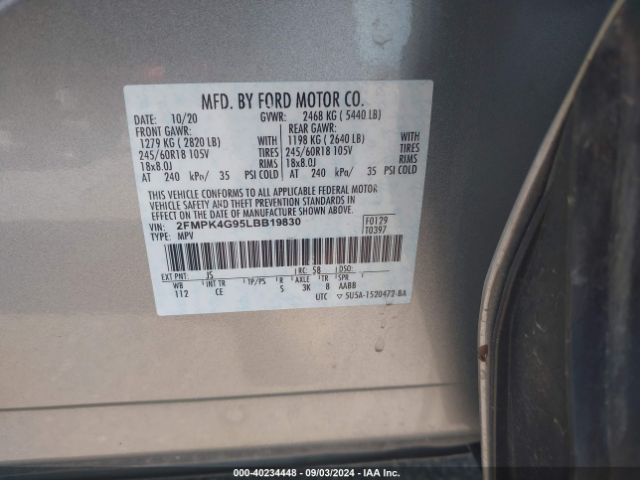 Photo 8 VIN: 2FMPK4G95LBB19830 - FORD EDGE 