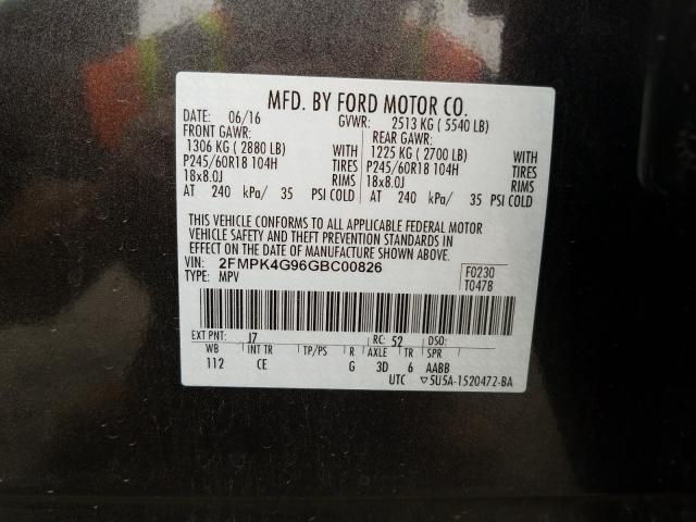 Photo 9 VIN: 2FMPK4G96GBC00826 - FORD EDGE 