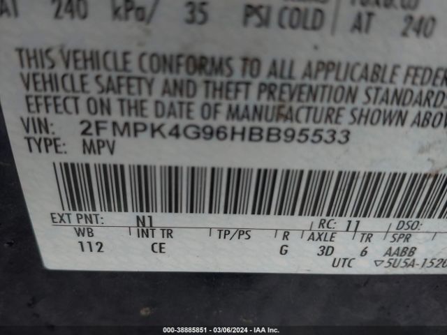 Photo 8 VIN: 2FMPK4G96HBB95533 - FORD EDGE 