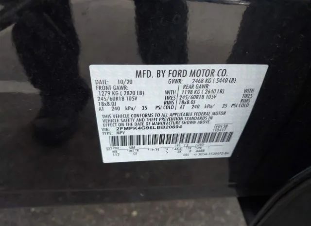 Photo 8 VIN: 2FMPK4G96LBB20694 - FORD EDGE 