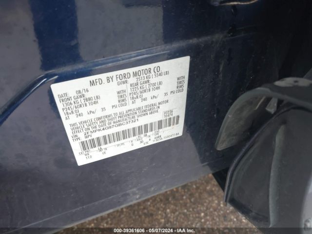 Photo 8 VIN: 2FMPK4G97GBC37321 - FORD EDGE 