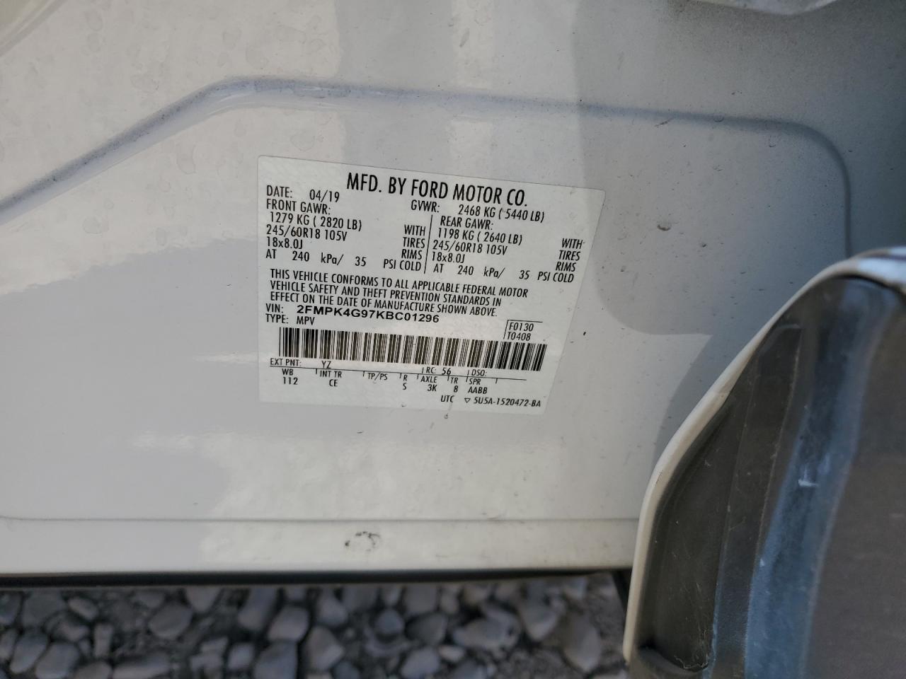 Photo 11 VIN: 2FMPK4G97KBC01296 - FORD EDGE 