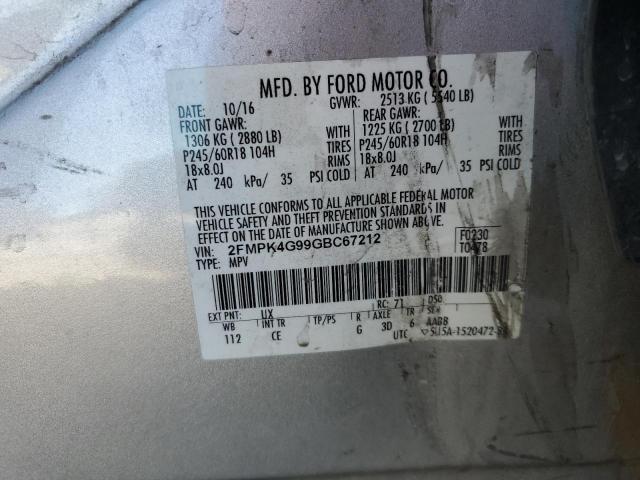 Photo 9 VIN: 2FMPK4G99GBC67212 - FORD EDGE SE 