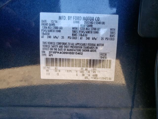 Photo 9 VIN: 2FMPK4G99HBB15402 - FORD EDGE SE 