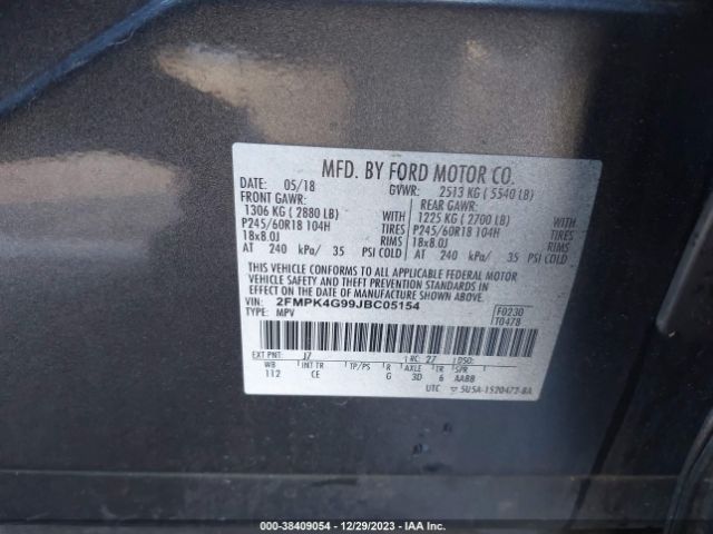 Photo 8 VIN: 2FMPK4G99JBC05154 - FORD EDGE 