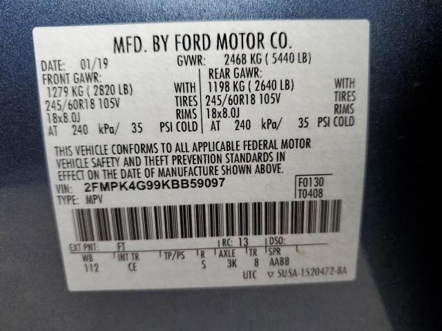 Photo 9 VIN: 2FMPK4G99KBB59097 - FORD EDGE SE 