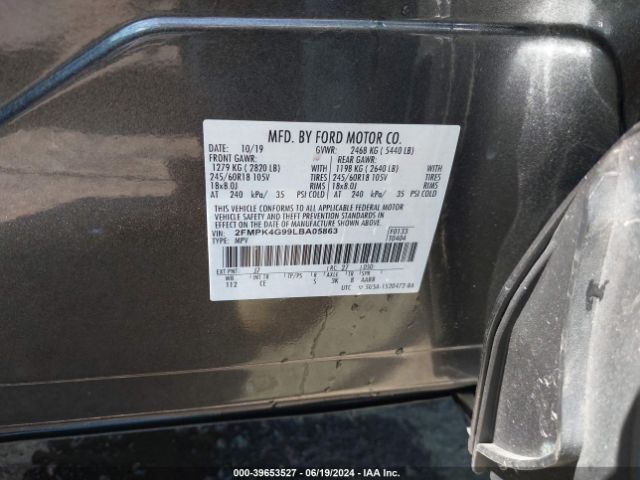 Photo 8 VIN: 2FMPK4G99LBA05863 - FORD EDGE 