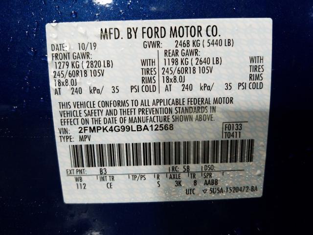 Photo 9 VIN: 2FMPK4G99LBA12568 - FORD EDGE SE 