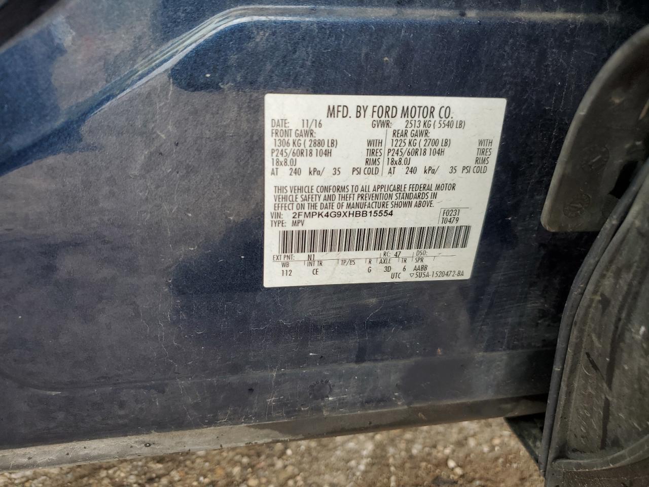 Photo 12 VIN: 2FMPK4G9XHBB15554 - FORD EDGE 