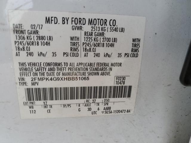 Photo 12 VIN: 2FMPK4G9XHBB51065 - FORD EDGE SE 