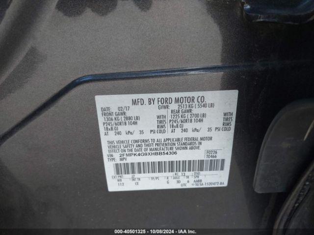 Photo 8 VIN: 2FMPK4G9XHBB54306 - FORD EDGE 