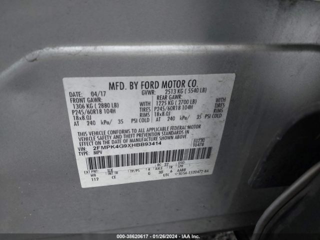 Photo 8 VIN: 2FMPK4G9XHBB93414 - FORD EDGE 