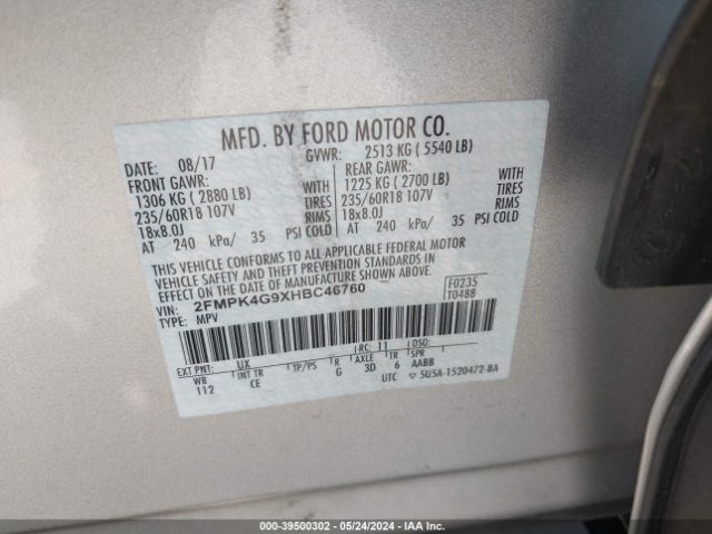 Photo 8 VIN: 2FMPK4G9XHBC46760 - FORD EDGE 