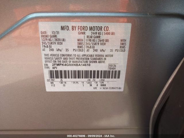 Photo 8 VIN: 2FMPK4G9XNBA14610 - FORD EDGE 