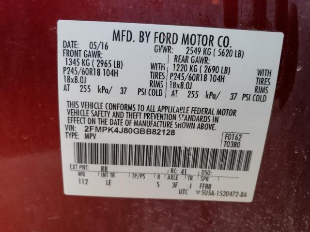 Photo 12 VIN: 2FMPK4J80GBB82128 - FORD EDGE 