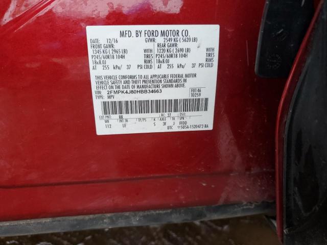 Photo 12 VIN: 2FMPK4J80HBB34663 - FORD EDGE SEL 