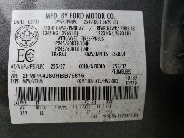 Photo 12 VIN: 2FMPK4J80HBB76816 - FORD EDGE SEL 