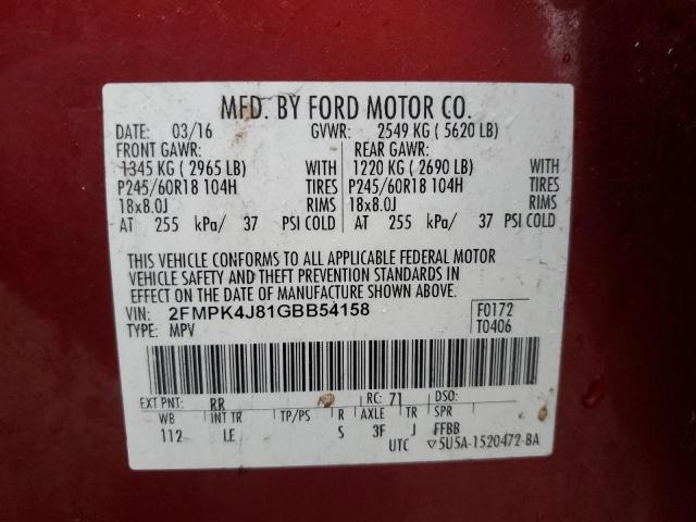 Photo 13 VIN: 2FMPK4J81GBB54158 - FORD EDGE 