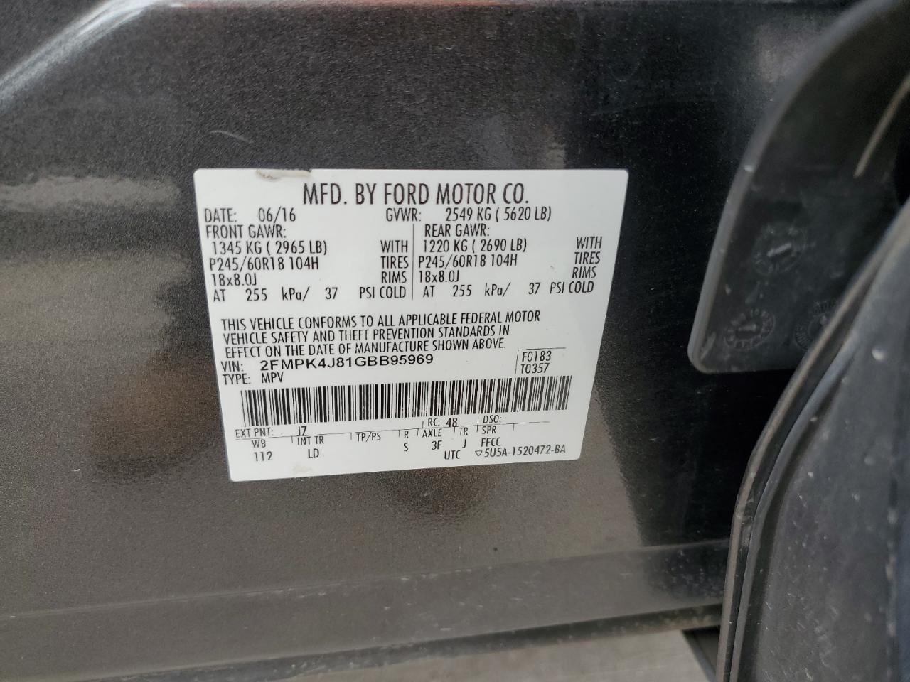 Photo 12 VIN: 2FMPK4J81GBB95969 - FORD EDGE 