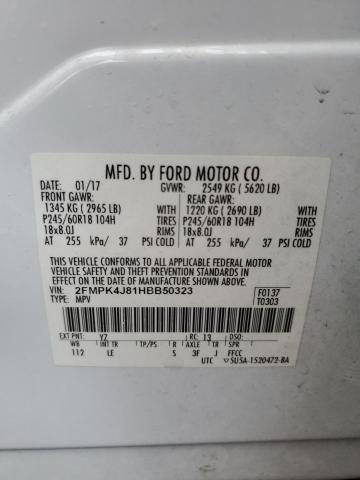 Photo 12 VIN: 2FMPK4J81HBB50323 - FORD EDGE SEL 