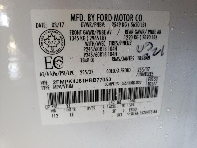 Photo 9 VIN: 2FMPK4J81HBB77053 - FORD EDGE SEL 