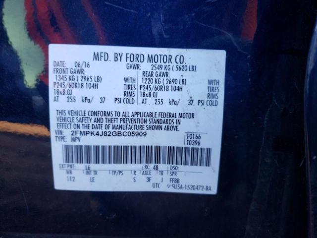 Photo 9 VIN: 2FMPK4J82GBC05909 - FORD EDGE SEL 