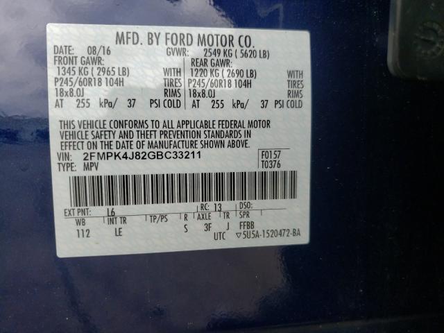 Photo 9 VIN: 2FMPK4J82GBC33211 - FORD EDGE SEL 