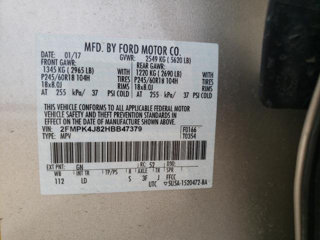 Photo 9 VIN: 2FMPK4J82HBB47379 - FORD EDGE SEL 