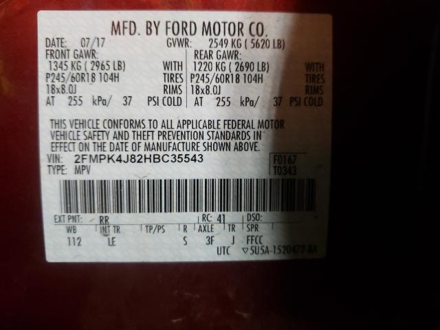 Photo 9 VIN: 2FMPK4J82HBC35543 - FORD EDGE SEL 