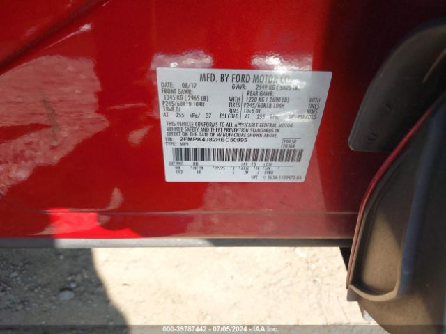 Photo 8 VIN: 2FMPK4J82HBC50995 - FORD EDGE 