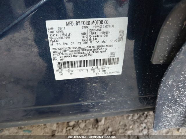 Photo 8 VIN: 2FMPK4J82HBC53539 - FORD EDGE 