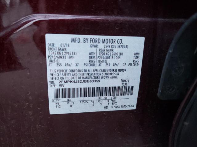 Photo 9 VIN: 2FMPK4J82JBB63359 - FORD EDGE SEL 