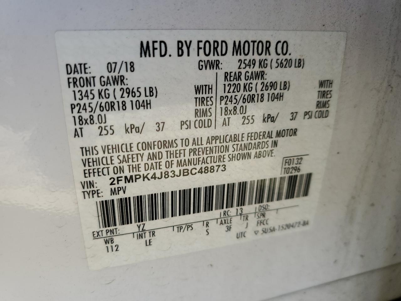 Photo 12 VIN: 2FMPK4J83JBC48873 - FORD EDGE 