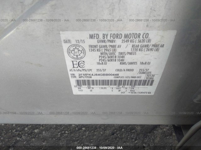 Photo 8 VIN: 2FMPK4J84GBB00448 - FORD EDGE 