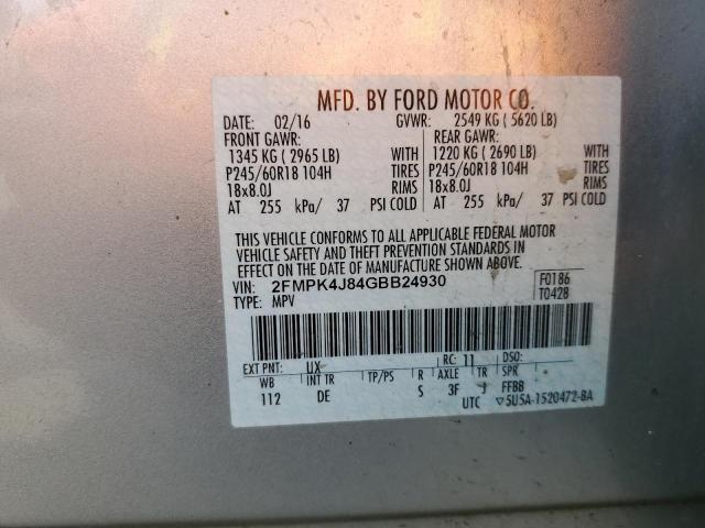 Photo 11 VIN: 2FMPK4J84GBB24930 - FORD EDGE SEL 